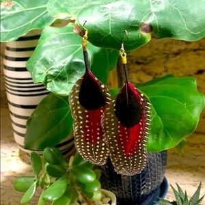 Polka Dot Feather Earrings
